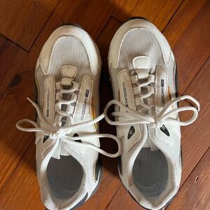 Stylish White and Gray Sneakers